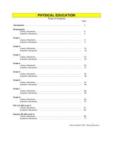 PHYSICAL EDUCATION Table of Contents Page Introduction…………………………………………………………………………………  2