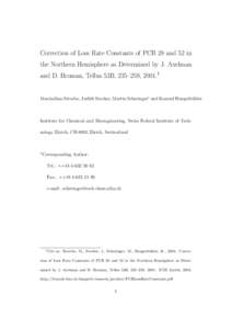 Correction of Loss Rate Constants of PCB 28 and 52 in the Northern Hemisphere as Determined by J. Axelman and D. Broman, Tellus 53B, 235–259, uhler Maximilian Stroebe, Judith Stocker, Martin Scheringer∗ and Ko