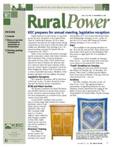 A newsletter for and about Kansas Electric Cooperatives  RuralPower Vol . L XII, No. 15 December 21, 2012  I n s id e