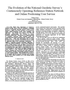 The Evolution of the National Geodetic Survey’s Continuously Operating Reference Station Network and Online Positioning User Service William Stone National Oceanic and Atmospheric Administration – National Geodetic S