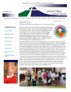 Good News from the Office of Catholic Education  November 2014 Superintendent’s Report