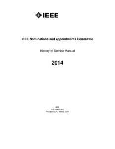 IEEE Nominations and Appointments Committee  History of Service Manual 2014