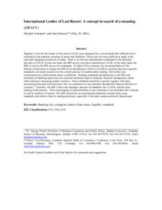 Economic bubbles / International economics / Financial markets / Liquidity crisis / International Lender of Last Resort / Financial Fragility / Asian financial crisis / Late-2000s financial crisis / Conditionality / Economics / Financial crises / Stock market crashes