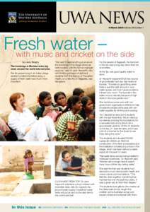UWA  NEWS 9 March 2009 Volume 28 Number 1 Fresh water –