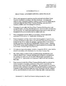 EnergySolutions LLC Issued-April 4, 2003 Revised-August 7, 2014 ATTACHMENT I I - l - l 1 MIXED WASTE TREATMENT BUILDING OPERATING PLAN