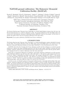 NuSTAR ground calibration: The Rainwater Memorial Calibration Facility (RaMCaF) Nicolai F. Brejnholta , Finn E. Christensena , Anders C. Jakobsena , Charles J. Haileyb , Jason E. Koglinb , Kenneth L. Blaedelb , Marcela S