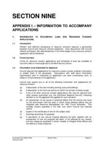 SECTION NINE APPENDIX I – INFORMATION TO ACCOMPANY APPLICATIONS 1.  INFORMATION TO