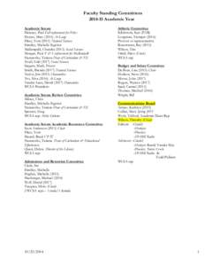 Faculty Standing Committees[removed]Academic Year Academic Senate Delaney, Paul Fall replacement for Fikes Docter, Mary[removed]At Large Fikes, Tom[removed]Natural Sciences