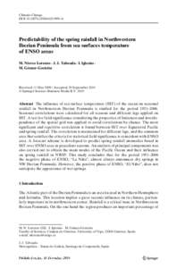 Climatic Change DOI[removed]s10584[removed]Predictability of the spring rainfall in Northwestern Iberian Peninsula from sea surfaces temperature of ENSO areas