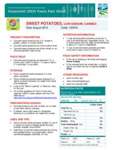 SWEET POTATOES, LOW-SODIUM, CANNED Date: August 2012 Code: [removed]NUTRITION INFORMATION