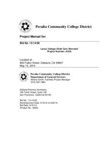 Peralta Community College District Project Manual for: Bid No[removed]