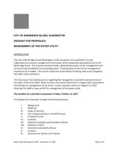 Bainbridge Island, WA - Request For Proposals, Management of the Water Utility, 2012