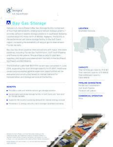 Bay Gas Storage Sempra U.S. Gas & Power’s Bay Gas Storage facility—comprised of four high-deliverability underground natural storage caverns — provides safe and reliable storage solutions in southwest Alabama. Loca