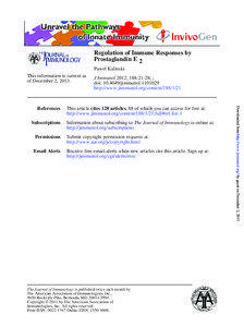 Regulation of Immune Responses by Prostaglandin E 2 Pawel Kalinski