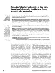 Increasing Postpartum Contraception in Rural India: Evaluation of a Community-Based Behavior Change Communication Intervention