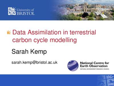 Data Assimilation in terrestrial carbon cycle modelling Sarah Kemp   The Global Carbon Cycle