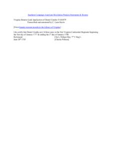 Southern Campaign American Revolution Pension Statements & Rosters Virginia Bounty-Land Application of Daniel Cumbo VAS1079 Transcribed and annotated by C. Leon Harris [From bounty-warrant records in the Library of Virgi