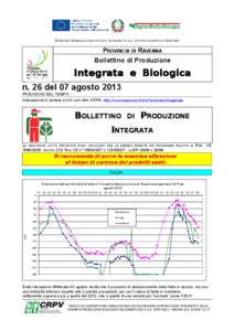 DIREZIONE GENERALE AGRICOLTURA, ECONOMIA ITTICA, ATTIVITÀ FAUNISTICO-VENATORIE  PROVINCIA DI RAVENNA Bollettino di Produzione