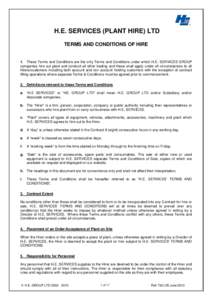 Plant Hire Terms and Conditions