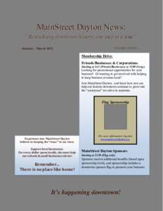 MainStreet Dayton News: “Revitalizing downtown history, one step at a time” January – March 2012 VOLUME 3, ISSUE 1