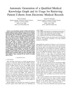 Automatic Generation of a Qualified Medical Knowledge Graph and its Usage for Retrieving Patient Cohorts from Electronic Medical Records Travis Goodwin  Sanda M. Harabagiu