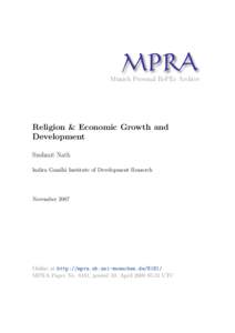 M PRA Munich Personal RePEc Archive Religion & Economic Growth and Development Sushmit Nath