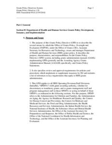 Grants Policy Directives System Grants Policy Directive 1.01 HHS Transmittal[removed]) Page 1