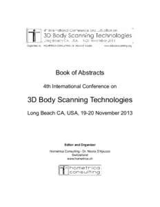 Book of Abstracts - 4th Int. Conf. on 3D Body Scanning Technologies 2013