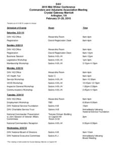 DAV 2015 Mid-Winter Conference Commanders and Adjutants Association Meeting Crystal Gateway Marriott Arlington, VA February 21-25, 2015