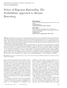 Précis of  Bayesian Rationality: The Probabilistic Approach to Human Reasoning