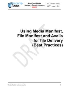 Manifest and Avails Best Practices