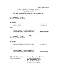 Boyce v. Attorney General of Belize, Ruling, [2012] CCJ 1 (A.J.) (R) (CCJ, Jan. 26, 2012)