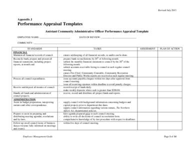 Revised July[removed]Appendix J Performance Appraisal Templates Assistant Community Administrative Officer Performance Appraisal Template