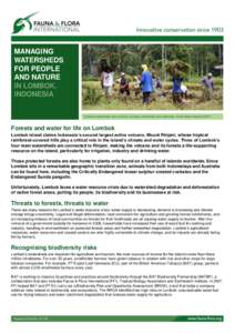 MANAGING WATERSHEDS FOR PEOPLE AND NATURE IN LOMBOK, INDONESIA