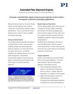 Automated Fiber Alignment Engines  / Motorized Fiber Positioners / Piezo Scanners