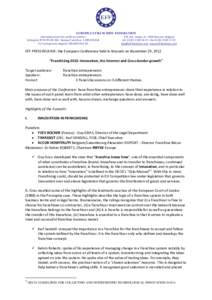 EUROPEAN FRANCHISE FEDERATION International not-for-profit association Entreprise N° [removed]Banque Carrefour[removed]EU Transparency Register[removed]179, Ave. Louise, B – 1050 Brussels, Belgium