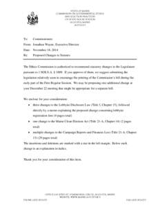 STATE OF MAINE COMMISSION ON GOVERNMENTAL ETHICS AND ELECTION PRACTICES 135 STATE HOUSE STATION AUGUSTA, MAINE[removed]