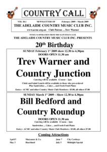 Adelaide Country Music Club Country Call JanFeb 2009/Mar 2009 Issue - Vol 20.1
