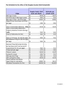 Fee Schedule for the office of the Douglas County Clerk/Comptroller  Douglas County Clerk Nebraska.gov