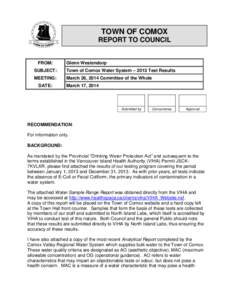 TOWN OF COMOX REPORT TO COUNCIL FROM:  Glenn Westendorp