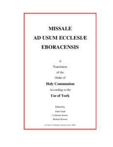 MISSALE AD USUM ECCLESIÆ EBORACENSIS