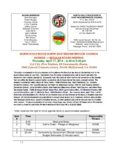 California culture / Minutes / North Hollywood /  Los Angeles / Agenda / California / Meetings / Parliamentary procedure / Hollywood