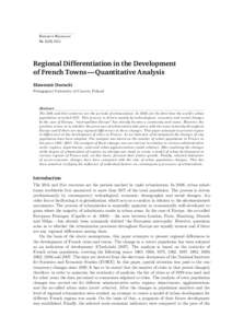 Barometr Regionalny NrRegional Differentiation in the Development of French Towns — Quantitative Analysis Sławomir Dorocki