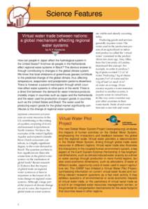 Science Features Virtual water trade between nations: a global mechanism affecting regional water systems by A.Y. Hoekstra