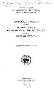 Corporate Charter of the Te-Moak Bands of Western Shoshone Indians