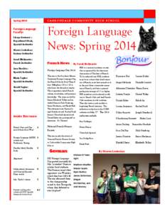 CARBONDALE COMMUNITY HIGH SCHOOL  Spring 2014 Foreign Language News: Spring 2014