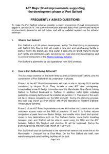 A57 Major Road Improvements supporting the development phase of Port Salford FREQUENTLY ASKED QUESTIONS