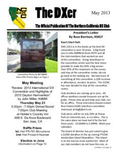 The DXer  May 2013 The Official Publication Of The Northern California DX Club President’s Letter