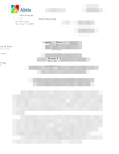 Altria Group, Inc. 120 Park Avenue New York, NY[removed]NEWS RELEASE