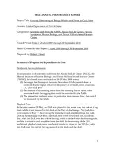 Acoustic Monitoring of Beluga Whales and Noise in Cook Inlet April[removed]September 2008